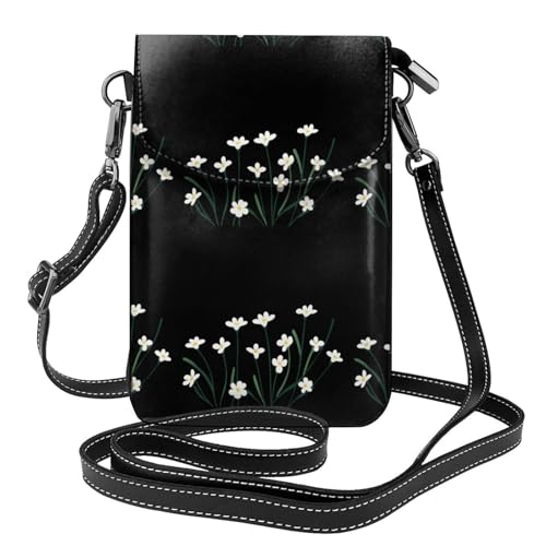 BROLEO Ölgemälde kleine Blumen Druck kleine Leder Damen Crossbody Flip Phone Tasche, wasserdicht und langlebig von BROLEO
