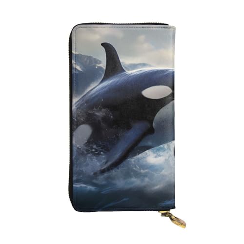 BROLEO Orca Killer Whale Picture Leather Long Clutch Wallet for Fashionable Girls and Women - Durable, Stylish and Functional, Schwarz , Einheitsgröße von BROLEO