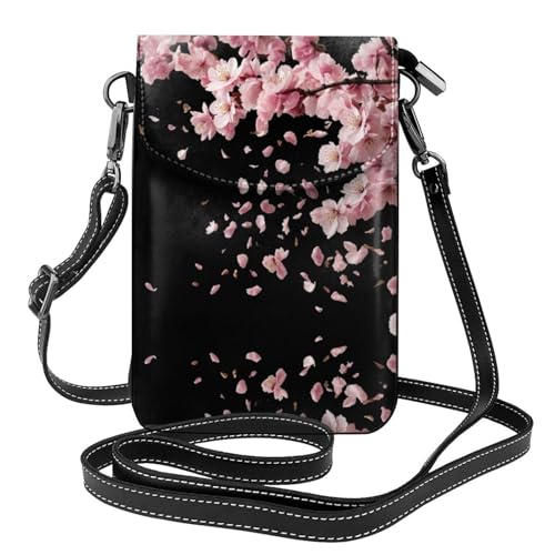 BROLEO Petals Flying All Over The Sky Printing Small Leather Women'S Crossbody Flip Phone Bag, Waterproof And Durable von BROLEO