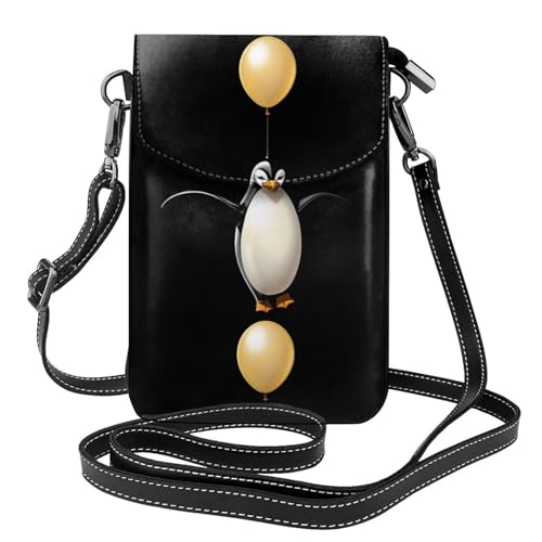 BROLEO Pinguin-Ballon schwebt in der Luft, kleine Leder-Umhängetasche für Damen, wasserdicht, langlebig von BROLEO