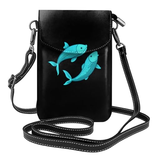 BROLEO Pisces With Good Luck Printing Small Leather Women'S Crossbody Flip Phone Bag, Waterproof And Durable von BROLEO