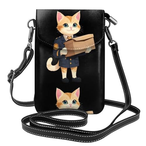 BROLEO Postman Kätzchen-Druck, kleine Leder-Umhängetasche, Flip-Handytasche, wasserdicht und langlebig von BROLEO