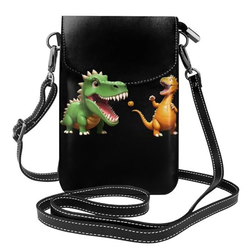 BROLEO Pumpkin In The Dinosaurier Mund Druck Kleine Leder Damen Crossbody Flip Phone Tasche Wasserdicht Und Langlebig von BROLEO