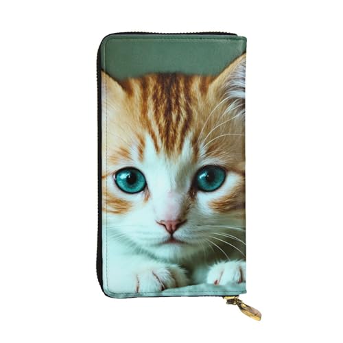BROLEO Sad Kitten Picture Leather Long Clutch Wallet for Fashionable Girls and Women - Durable, Stylish and Functional, Schwarz , Einheitsgröße von BROLEO