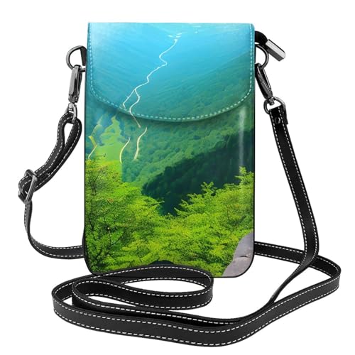 BROLEO Shining Overlook-Druck, kleine Leder-Umhängetasche, Flip-Handytasche, wasserdicht und langlebig von BROLEO