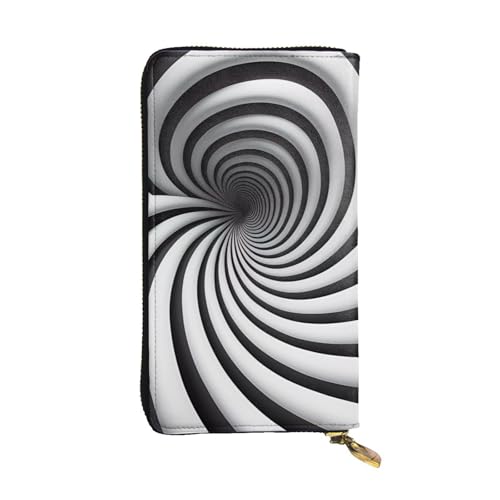 BROLEO Spiral Optical Illusion GIF Picture Leather Long Clutch Wallet for Fashionable Girls and Women - Durable, Stylish and Functional, Schwarz , Einheitsgröße von BROLEO