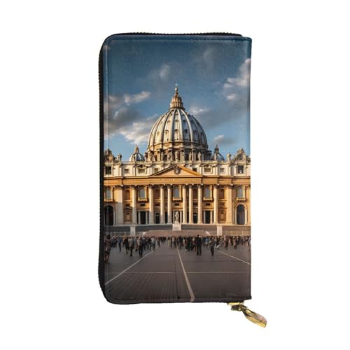 BROLEO St Peter's Basilica Picture Leather Long Clutch Wallet for Fashionable Girls and Women - Durable, Stylish and Functional, Schwarz , Einheitsgröße von BROLEO