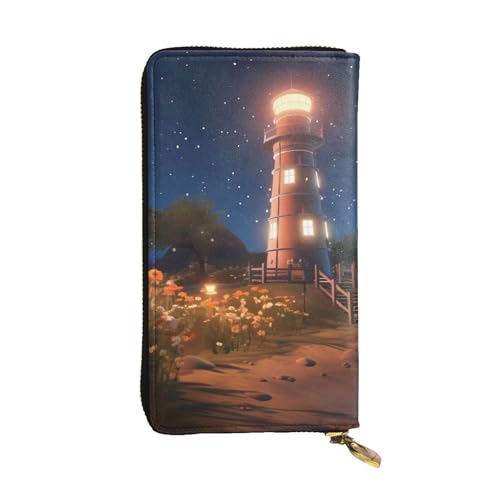 BROLEO Starfish Lighthouse Beach Picture Leather Long Clutch Wallet for Fashionable Girls and Women - Durable, Stylish and Functional, Schwarz , Einheitsgröße von BROLEO
