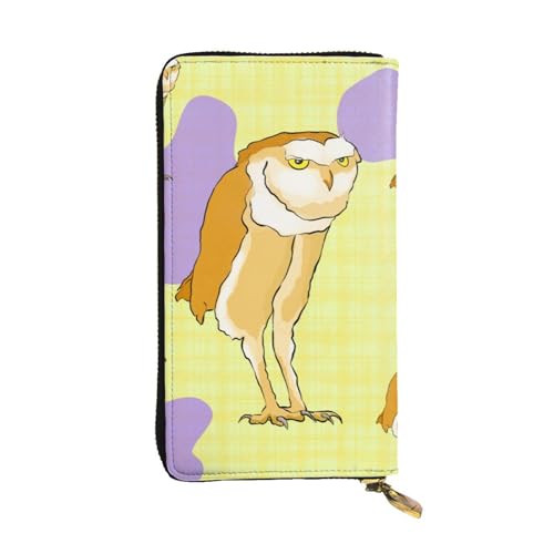 BROLEO Stehende Eule Druck Leder Lange Multifunktionale Handheld Geldbörse mit großer Speicherkapazität von BROLEO