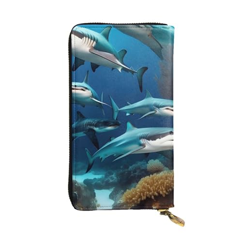 BROLEO Submarine Shark Coral Picture Leather Long Clutch Wallet for Fashionable Girls and Women - Durable, Stylish and Functional, Schwarz , Einheitsgröße von BROLEO