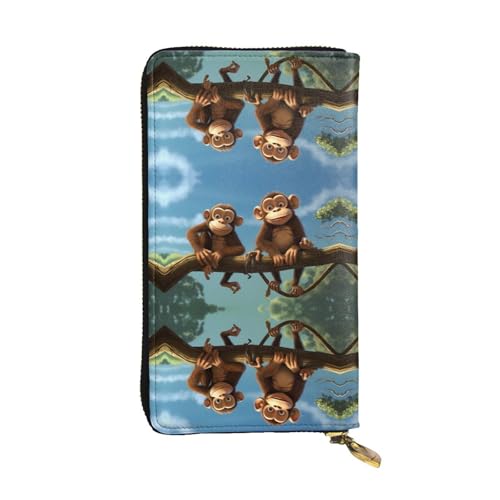BROLEO Two Monkeys Picture Leather Long Clutch Wallet for Fashionable Girls and Women - Durable, Stylish and Functional, Schwarz , Einheitsgröße von BROLEO