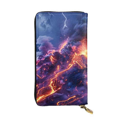 BROLEO Volcanic Lava Picture Leather Long Clutch Wallet for Fashionable Girls and Women - Durable, Stylish and Functional, Schwarz , Einheitsgröße von BROLEO