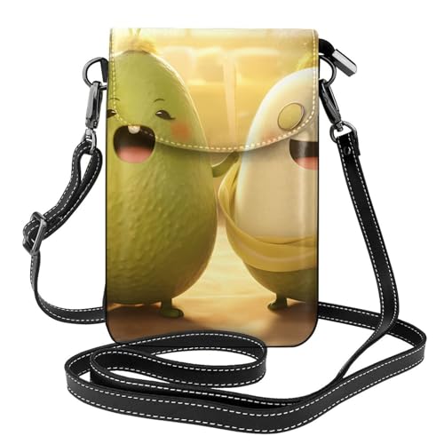 BROLEO Zwei Avocados Druck kleine Leder Damen Crossbody Flip Phone Tasche, wasserdicht und langlebig von BROLEO