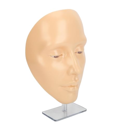 Silikon-Vollgesichts-Schaufensterpuppe, Make-up-Mannequin-Gesichtselastik mit 20 Ml Make-up-Entferner-Öl-Ständer für Wimpern (WHITE) von BROLEO