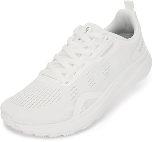 BRONAX Damen-Laufschuhe mit breiter Zehenpartie, breite Sport-Tennis-Sneaker mit Gummi-Außensohle, S73 | Weiß, 37 EU von BRONAX