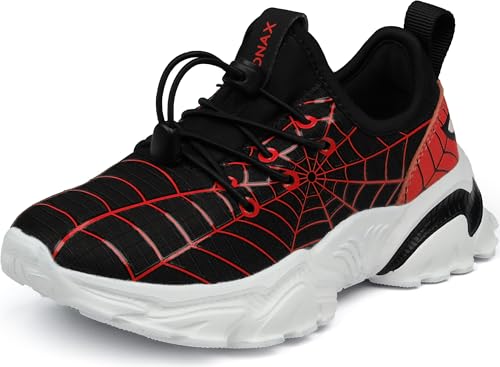 BRONAX Tennisschuhe für kleine und große Jungen, bequeme und leichte Sneaker für Kinder, Schwarz/Rot, 31 EU von BRONAX