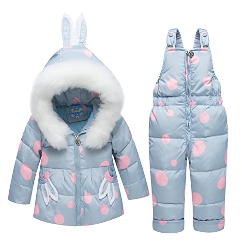 2 Stücke Kleinkind Schneeanzug Mädchen Daunenjacke mit Kapuze Mantel + Skihose Skiset für Kinder 2-3 Jahre Grau von BRONG