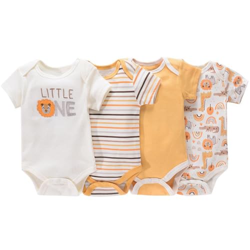 4er-Pack Baby Body Kurzarm Strampler Sommer Schlafanzug Einteiler 100 Baumwolle Unterhemd Neugeborenen Pyjama 0-3 Monate von BRONG