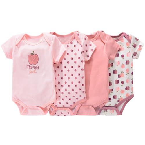 4er-Pack Baby Body Kurzarm Strampler Sommer Schlafanzug Einteiler 100 Baumwolle Unterhemd Neugeborenen Pyjama 6-9 Monate von BRONG