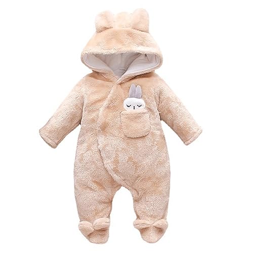 BRONG Winter Baby Fleece Overall Jumpsuit auf Füßen Strampler Niedlich Neugeborenes Einteiler Spielanzug Kaninchen Warm Kleinkind Schlafanzug Khaki 3-6 Monate von BRONG