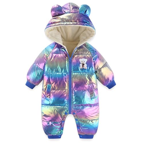 Winter Baby Schneeanzug Kleinkind Jungen Kapuze Vlies Jumpsuit Overall Mädchen Baumwolle Strampler Winddicht Mantel Outfits Blau 18–24 Monate von BRONG