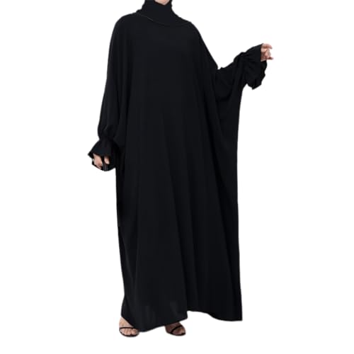 BRONG Zwei Stück Abaya für Frauen Muslimisches Gebet Kleid mit Jilbab Damen Kleidung Lose Muslim Gebetskleid mit Hijab Schwarz von BRONG