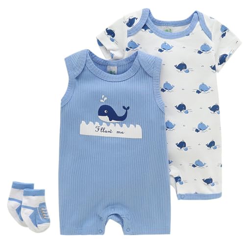 Kurzarm Baby Jungen Schlafanzüge Strampler 2er Pack Einteiler 100 Baumwolle Sommer Karikatur Overalls Kleinkind Strampelanzüge Neugeborenes Pyjamas Kleidung 9-12 Monate von BRONG