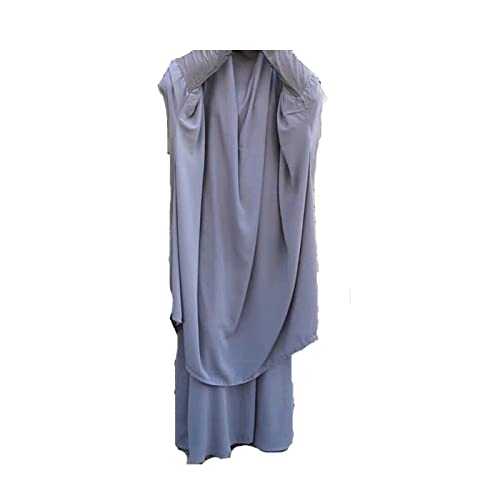 Muslimisches Kleid für Damen, zweiteiliges Gebetskleid mit Hijabs, Niqab, Gesichtsabdeckung, weich, atmungsaktiv, langärmelig, islamische Kleidung, türkisches Kleid, Bademantel, Einheitsgröße von BRONG