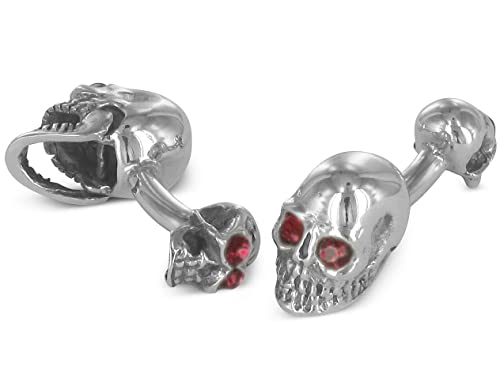 BROOKER Manschettenknöpfe Totenkopf rubinrot Silber von BROOKER Fine Cufflinks