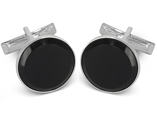 BROOKER Manschettenknöpfe mit Onyx-Stein, Silber von BROOKER Fine Cufflinks