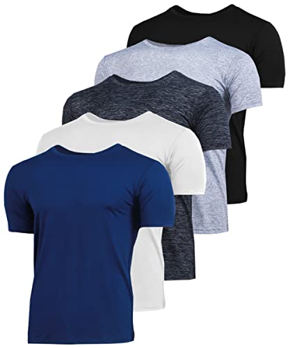 BROOKLYN VERTICAL Herren 5er-Pack Quick Dry-Fit Feuchtigkeitstransport Active Athletic Performance T-Shirt, Kombinieren Sie eine, XL von BROOKLYN VERTICAL