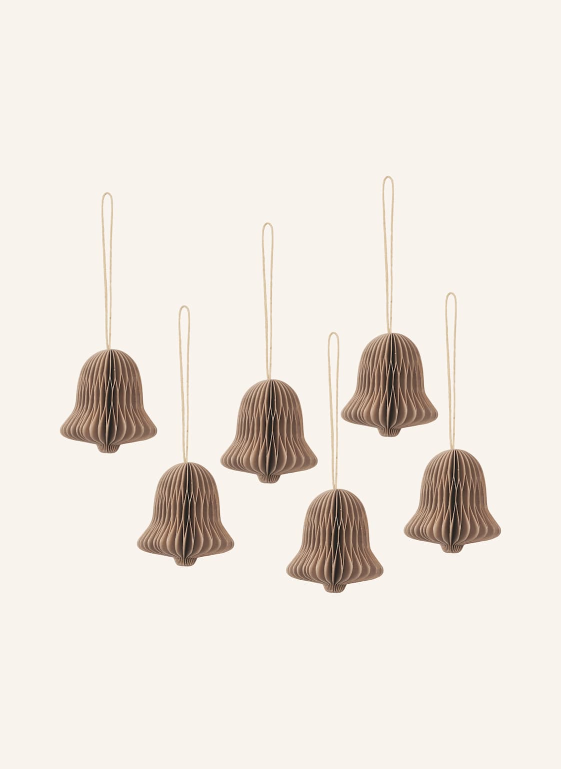 Broste Copenhagen 6er-Set Weihnachtskugeln Chime Bell braun von BROSTE COPENHAGEN
