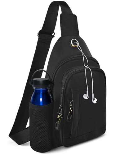 BROTOU Brusttasche Schultertasche Herren Umhängetasche klein Sling Bag Crossbody Bag Herren Diebstahlsichere Tasche Verstellbarer Rucksackgurt für Wanderung, Reise & Alltag (Schwarz) von BROTOU