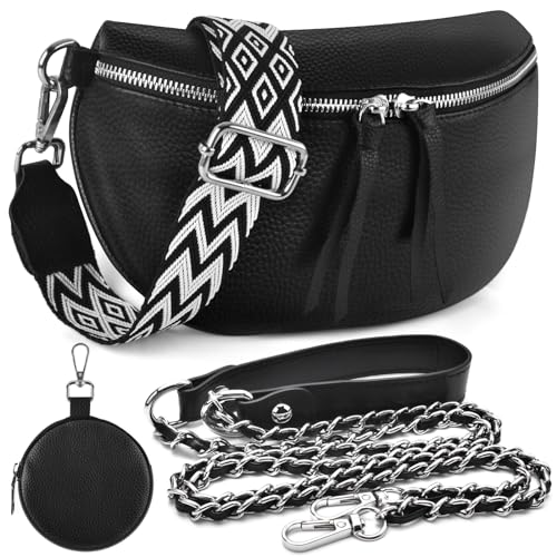 BROTOU Leder Handy Umhängetasche Echtes Crossbody Bag mit 2 Breitem Schultergurt Kartenhalter, mit Kleine Ledertasche Schwarz UmhäNgetasche Damen Leder UmhäNgetasche Damen, Kleine Umhängetasche Damen von BROTOU