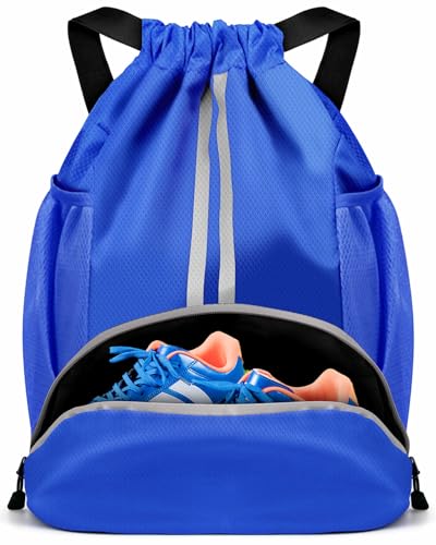 BROTOU Turnbeutel Fußballtasche Rucksack mit Kordelzug Verstellbar Tunnelzug Gymsack Wasserfest Sporttasche für Herren Damen Kinder Jugend von BROTOU