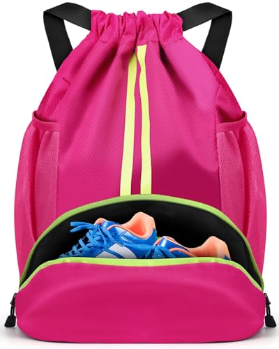 BROTOU Turnbeutel Fußballtasche Rucksack mit Kordelzug Verstellbar Tunnelzug Gymsack Wasserfest Sporttasche für Herren Damen Kinder Jugend von BROTOU