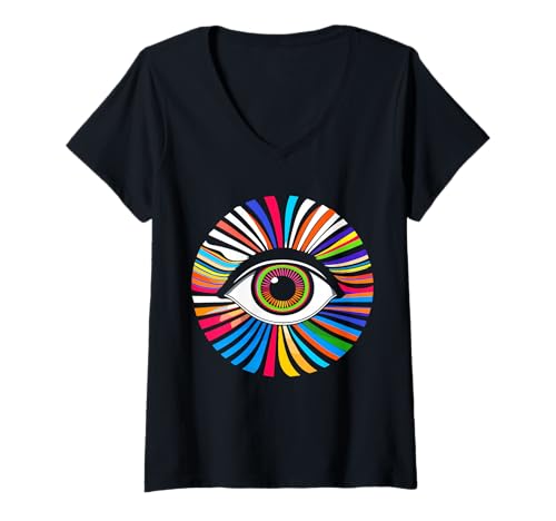 Damen Augen-Design. Braunes und grünes Auge mit Buntem Hintergrund T-Shirt mit V-Ausschnitt Damen Augen-Design. Braunes und grünes Auge mit Buntem Hintergrund T-Shirt mit V-Ausschnitt von BROWN & GREEN EYE WITH COLORFUL BACKGROUND. FUN