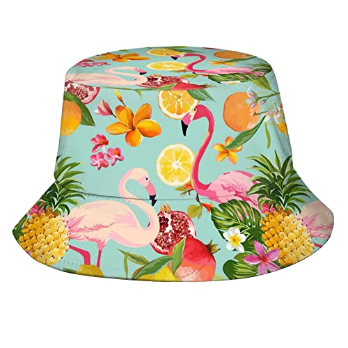 BRPOSOILYS Fischerhut für Damen und Herren, Sommer-Druck-Hut, Reise, verstaubar, Sonnenhut, Outdoor-Hut für Damen und Herren, Rosa Flamingo, One size von BRPOSOILYS