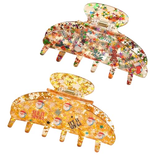 BRTNUP 2 Stück Weihnachtsklammern Haarklammer für Damen süßer Schneemann Weihnachtsmann Lebkuchenstiefel Muster Temperament Haar Accessoires für Mädchen und Frauen Weihnachts Haarklammer von BRTNUP