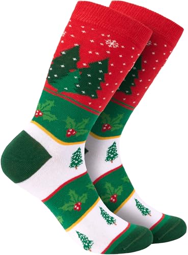 BRUBAKER 1 Paar Weihnachtssocken für Damen und Herren - Socken mit Weihnachtsmuster Rot/Grün - Größe 41-45 von BRUBAKER