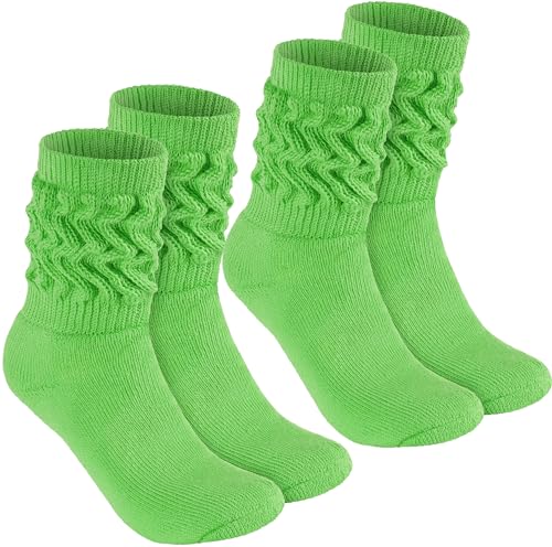 BRUBAKER 2 Paar Slouch Socken - Damen Schoppersocken für Fitness, Yoga, Workout, Gymnastik und Wellness - Knit Sportsocken für Frauen - Grün Größe 39-42 von BRUBAKER