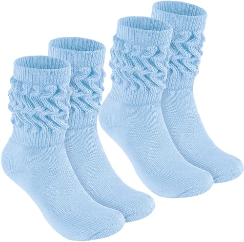 BRUBAKER 2 Paar Slouch Socken - Damen Schoppersocken für Fitness, Yoga, Workout, Gymnastik und Wellness - Knit Sportsocken für Frauen - Hellblau Größe 35-38 von BRUBAKER