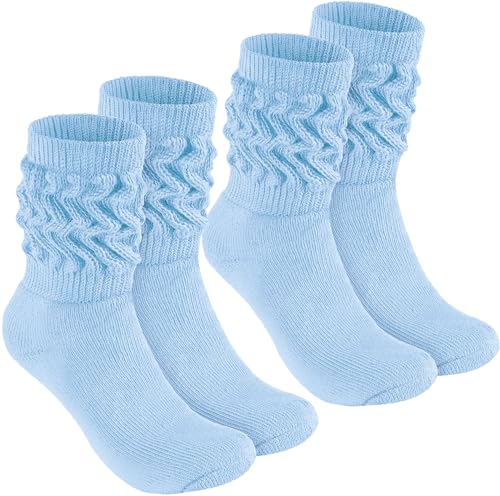 BRUBAKER 2 Paar Slouch Socken - Damen Schoppersocken für Fitness, Yoga, Workout, Gymnastik und Wellness - Knit Sportsocken für Frauen - Hellblau Größe 39-42 von BRUBAKER