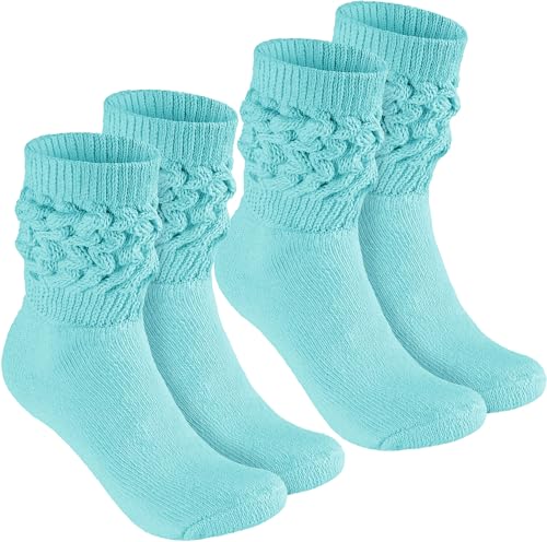 BRUBAKER 2 Paar Slouch Socken - Damen Schoppersocken für Fitness, Yoga, Workout, Gymnastik und Wellness - Knit Sportsocken für Frauen - Mint Größe 39-42 von BRUBAKER