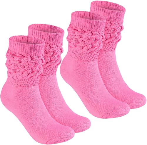 BRUBAKER 2 Paar Slouch Socken - Damen Schoppersocken für Fitness, Yoga, Workout, Gymnastik und Wellness - Knit Sportsocken für Frauen - Rosa Größe 39-42 von BRUBAKER