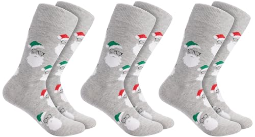 BRUBAKER 3 Paar Weihnachtssocken für Damen und Herren - Weihnachtsmannbärte - Baumwolle Socken Weihnachten - Größe 35-40 von BRUBAKER