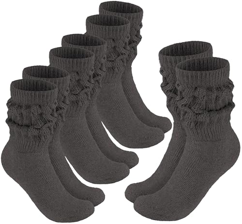 BRUBAKER 4 Paar Slouch Socken - Damen Schoppersocken für Fitness, Yoga, Workout, Gymnastik und Wellness - Knit Sportsocken für Frauen - Anthrazit Größe 39-42 von BRUBAKER