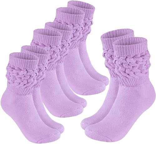 BRUBAKER 4 Paar Slouch Socken - Damen Schoppersocken für Fitness, Yoga, Workout, Gymnastik und Wellness - Knit Sportsocken für Frauen - Flieder Größe 39-42 von BRUBAKER