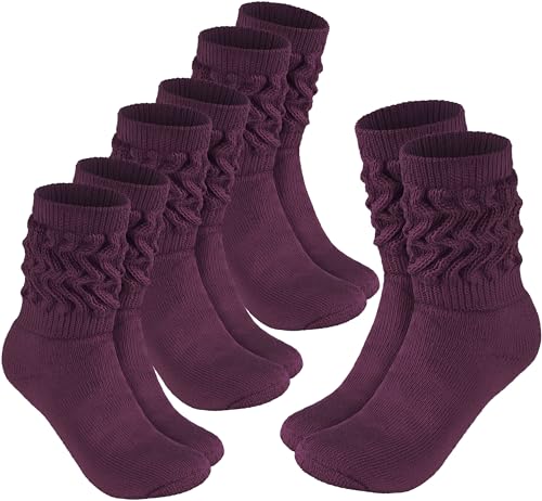 BRUBAKER 4 Paar Slouch Socken - Damen Schoppersocken für Fitness, Yoga, Workout, Gymnastik und Wellness - Knit Sportsocken für Frauen - Lila Größe 35-38 von BRUBAKER