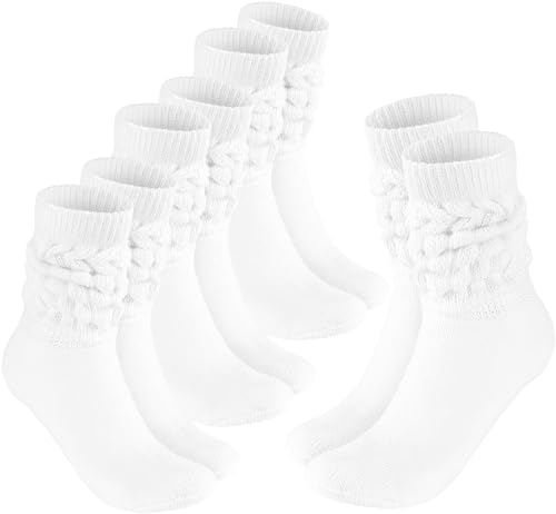 BRUBAKER 4 Paar Slouch Socken - Damen Schoppersocken für Fitness, Yoga, Workout, Gymnastik und Wellness - Knit Sportsocken für Frauen - Weiß Größe 35-38 von BRUBAKER